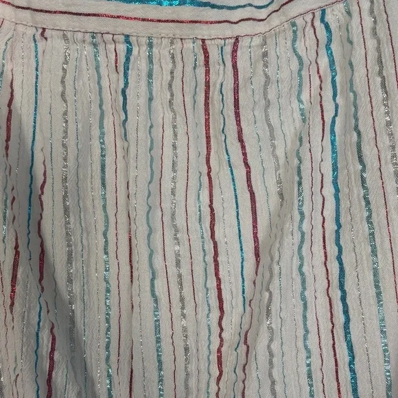 Loft Metallic Striped Top Square Neck Size Small - Picture 2 of 7